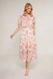 enski midi obleke enska obleka s cvetlinim vzorcem Multi bela