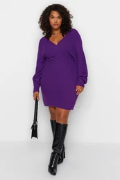 krivulja Vijolina dvojna pletenina obleka