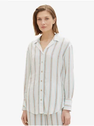 Brown and White Ladies Striped Linen Shirt - Ladies