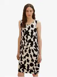 Black and Cream Women Patterned Dress - Women