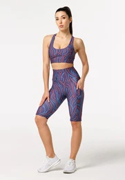 Woman's Lines Biker Shorts C-LPBS-Print BSP1452 Dark Navy Blue