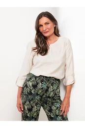 Crew Neck Plain Long Sleeve Women's Blouse