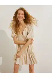 Balloon Sleeve Mini Dress Bohemian Tassel Detailed