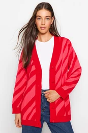 rdei ivalski rtasti vzorec pulover Cardigan