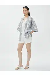 Oversized lnn kimono s kapsami a krtkm rukvem