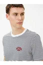 College T-Shirt. Embroidered Crew Neck Short Sleeves.