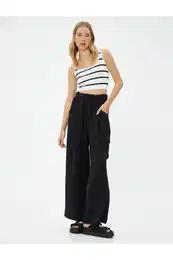 Cargo kalhoty elastick pas irok kapsa na nohavici s texturou