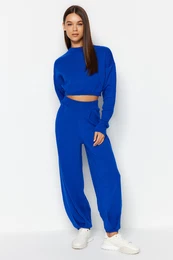 Saks Super Crop Jogger Trousers Knitwear Bottom-Top Set