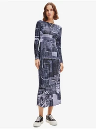 Dark blue women's patterned maxi dress News Pito - Women's