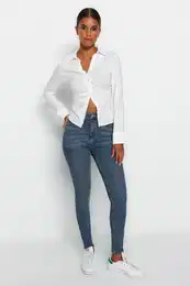 plave skinny traperice visokog struka