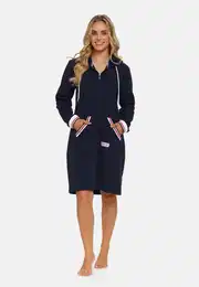 Woman's Bathrobe SMZ.4508 Navy Blue