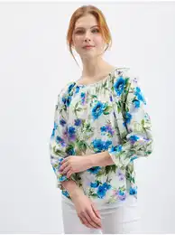 Purple-Cream Women's Floral Blouse - Women