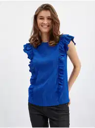 Blue Ladies T-shirt with frills - Women