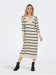 Cream women's striped sweater midi dress New Tessa - Women's