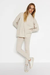 Stone Wide Fit Turtleneck Knitwear Two Piece Set