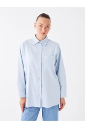 Shirt Collar Plain Long Sleeve Oversize Women's Tunic