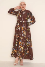 2144 Magnificent Collar Hijab Dress - F.coffee