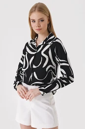 3721 Graphic Patterned Shirt - F. Black