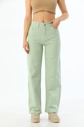 BKELFE Women's Water Green Wide Leg Palazzo High Waist Trousers.
