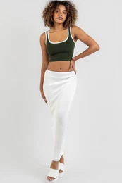 White Basic Long Knitwear Skirt