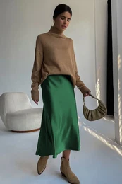 Mad Girls Green Satin Skirt