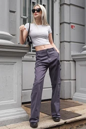 kouov cargo kalhoty s rovnmi nohavicemi