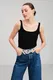 GRIMELANGE Elena Women's Irregular Ribbed Stretch Fabric Deep Decollete Soft Wrapping Black Undershirt