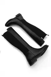 Women's Genuine Leather Daily Boots With Elastic Stretch Stretch Knee Length Nevira Black