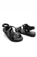 Marjin Women's Genuine Leather Accessoried Eva Sole Cross Rope Detailed Daily Sandals Multilayer black.