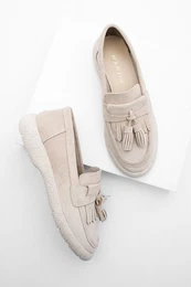 Women's Genuine Leather Loafer Casual Shoes Suma beige Suede