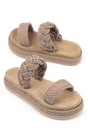 Capone Wedge Heel Drawstring Mink Women's Slippers