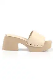Capone Women's Flat Toe Single Strap Platform Heels Ecru Women's Slippers