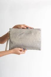 Satin Labyrinth Patterned Paris Women's Clutch Bag