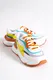 Capone Outfitters Capone Round Toe Women's White Orange Sneakers with Double Lace-Up In The Front.