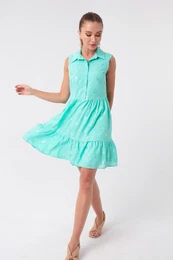 Mini obleka Women's Mint Green Ruffles