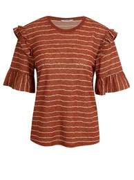 Brown Women Striped T-Shirt - Women