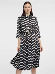 Black Women Patterned Shirt Dress - Women