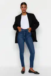 Navy Blue High Waist Skinny Jeans