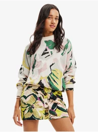 Green-white Tropi Patterned Sweater - Women