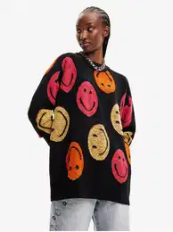 ern dmsk vzorovan oversize svetr Smiley - Dmsk