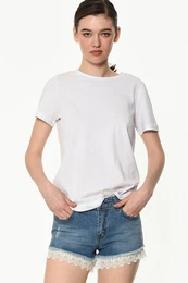 Z6330 WOMEN'S JEAN SHORTS-PLAIN BLUE