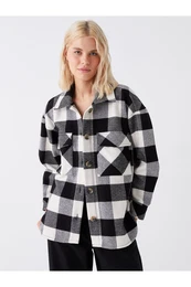 LCW Casual Plaid Long Sleeve Oversize Women's Shirt Jacket