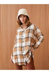 Shirt Collar Plaid Long Sleeve Women's Tunic