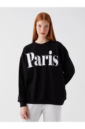 Crew Neck Printed Long Sleeve Oversize Women's Sweatshirt Tunic