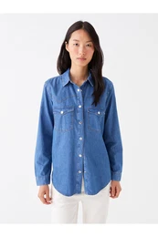 Plain Long Sleeve Women's Jean Shirt