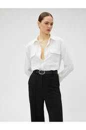 Long Sleeve Shirt with Pocket Stone Detail