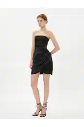 Mini Satin Invitation Dress Strapless Draped