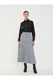 Women's Patterned A-Line Tweed Skirt