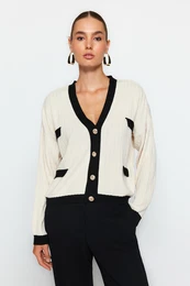 Stone barvni blok pletenine Cardigan