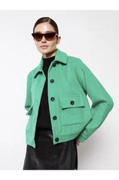 Women's Plain Long Sleeve Cachet Shirt Jacket